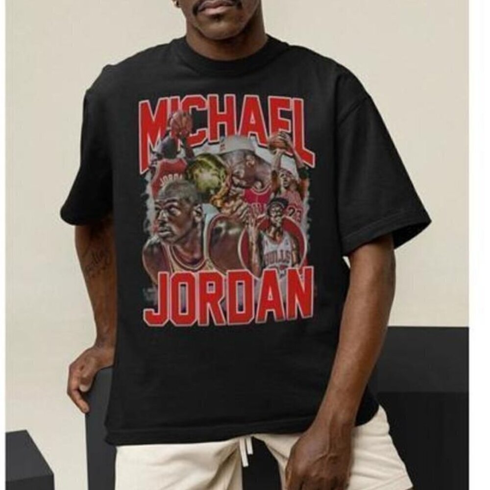 Michael Jordan Retro Basketball Classic Fan Graphic T-Shirt .